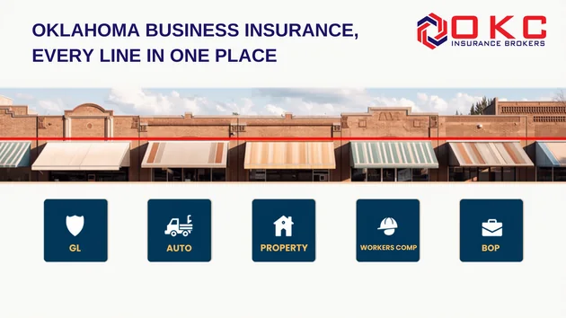 Oklahoma business insurance, every line in one place: GL, auto, property, workers comp, BOP